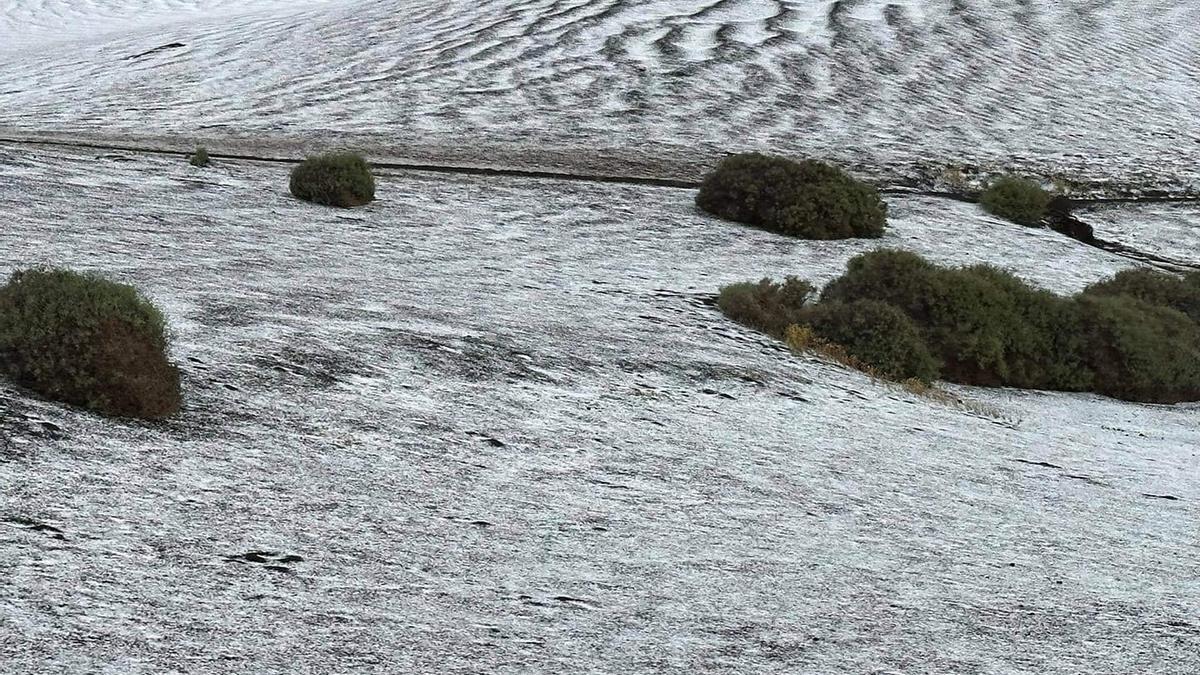 Granizada en Timanfaya.