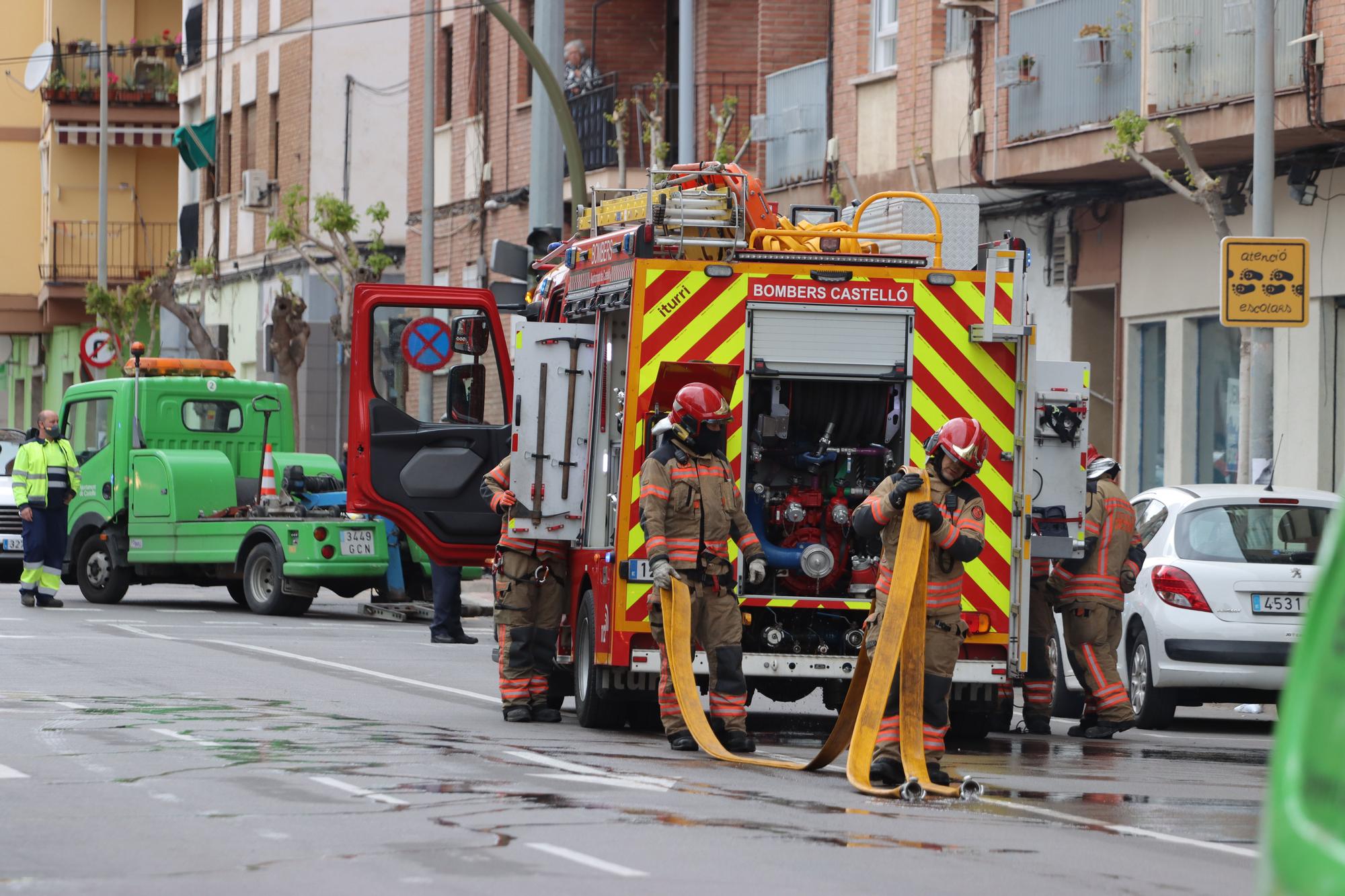 Susto en Castelló por una fuga de gas tras un accidente