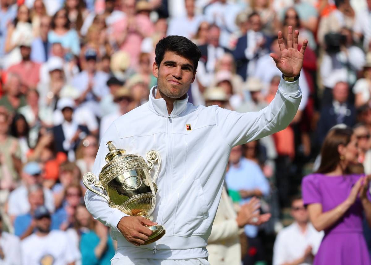 El baile de Carlos Alcaraz tras ganar Wimbledon 2024