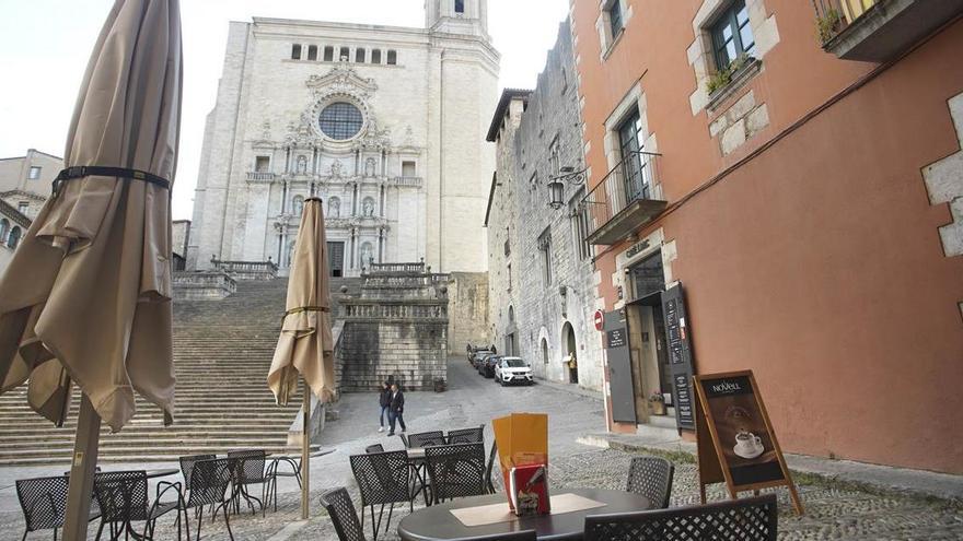 L&#039;entraa de la Catedral de Girona, buit durant la pandèmia