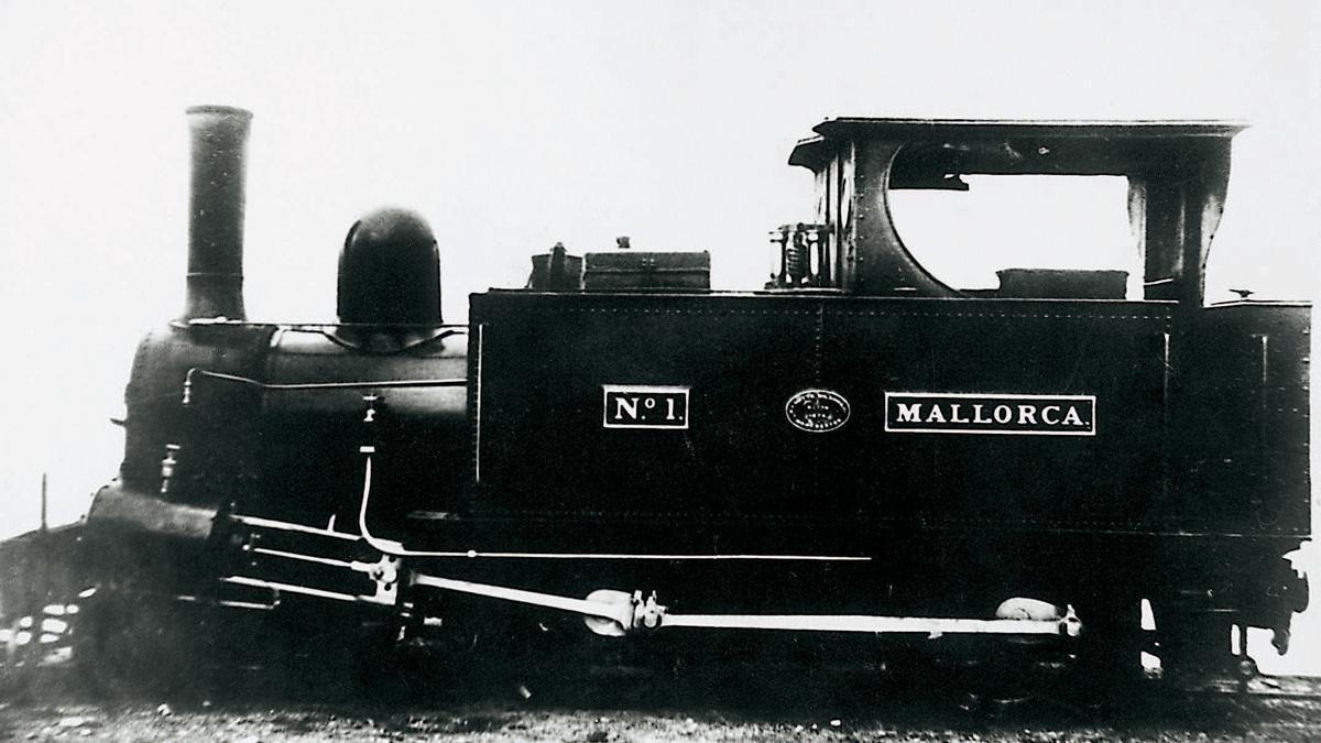Locomotora Nasmyth Wilson bautizada como "Mallorca" que realizó el viaje inaugural Palma-Inca el 24 de febrero de 1875.