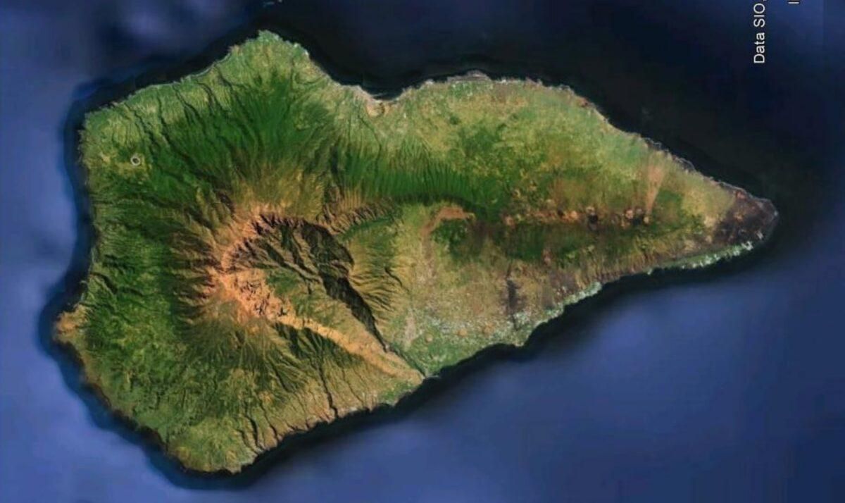 Vista de La Palma desde el espacio. 