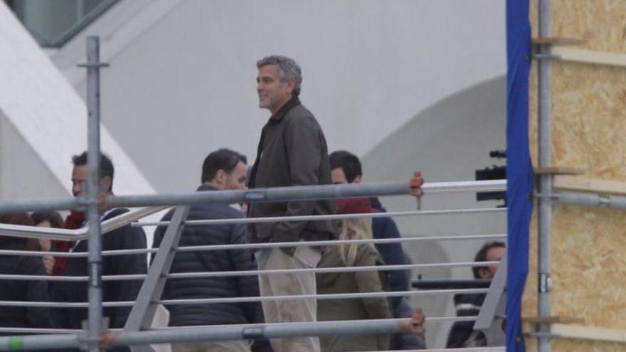 Clooney, hoy, en la Ciudad de las Ciencias. Foto: F. Bustamante