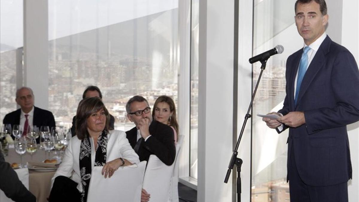 El príncipe Felipe, este lunes, durante su discurso en la sede de Puig.