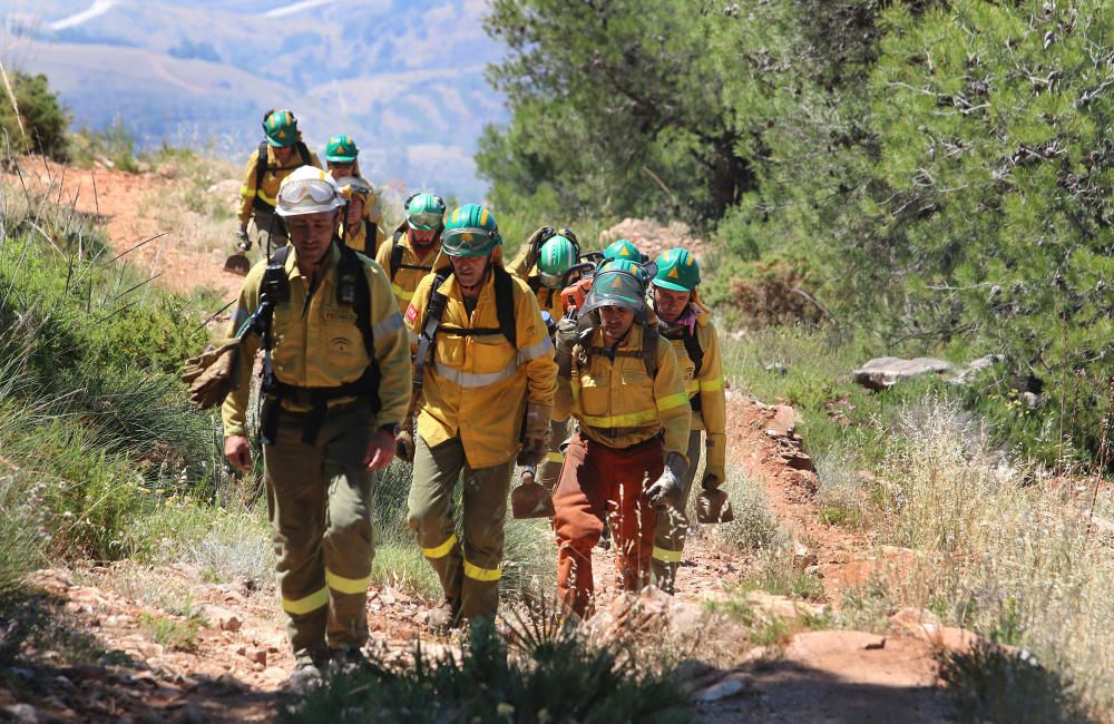 El Infoca realiza un simulacro de incendio entre Benalmádena y Mijas.