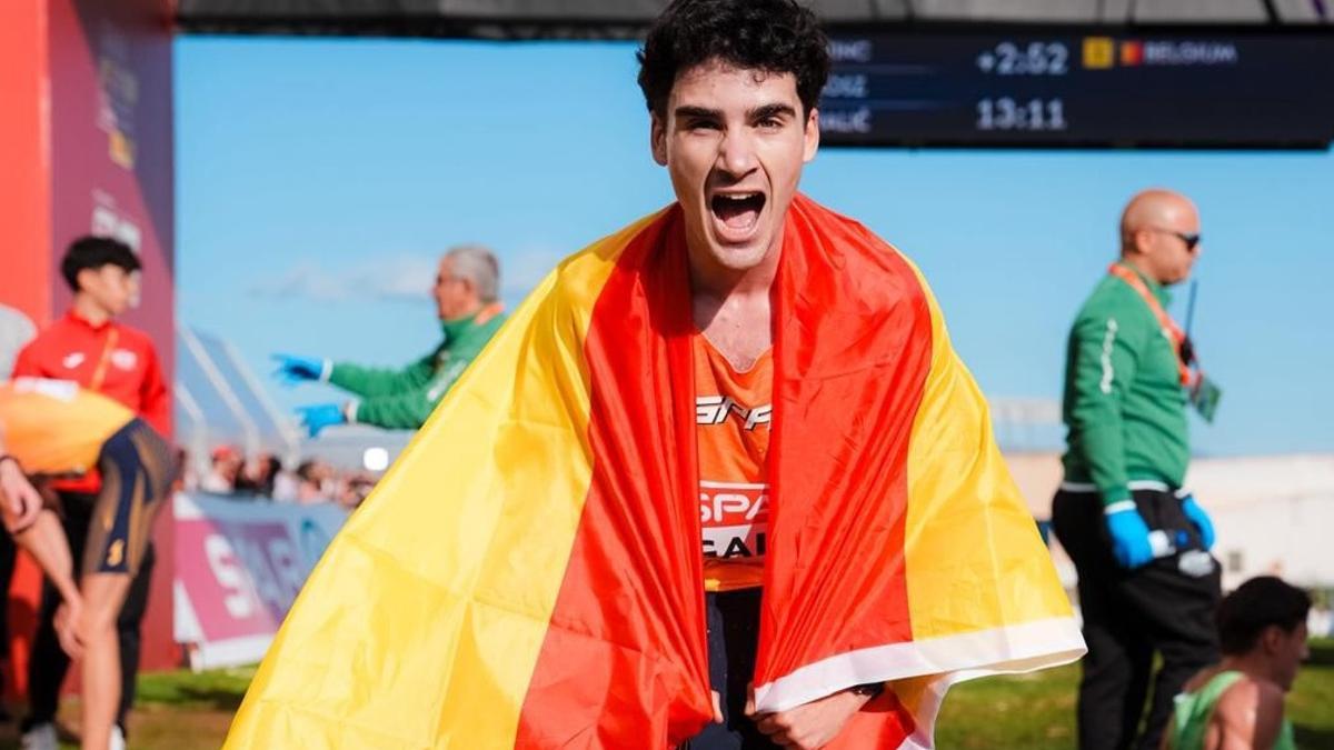 Gaitán, celebrando su plata europea el pasado domingo.
