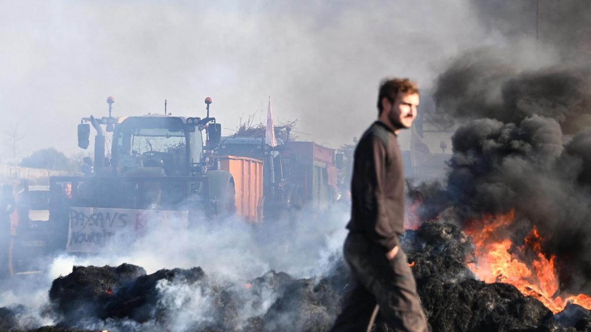 Protestas de agricultores franceses, este viernes.