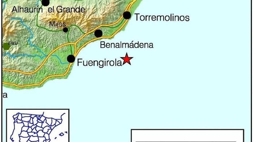 Imagen del Instituto Geográfico Nacional donde se señala el epicentro de uno de los seísmos.