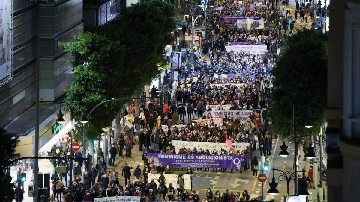 Manifestación en contra de las violencias machistas en Valencia.