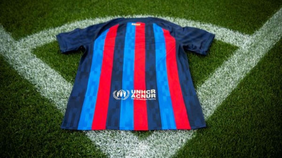 El logo de ACNUR, en la camiseta del Barça