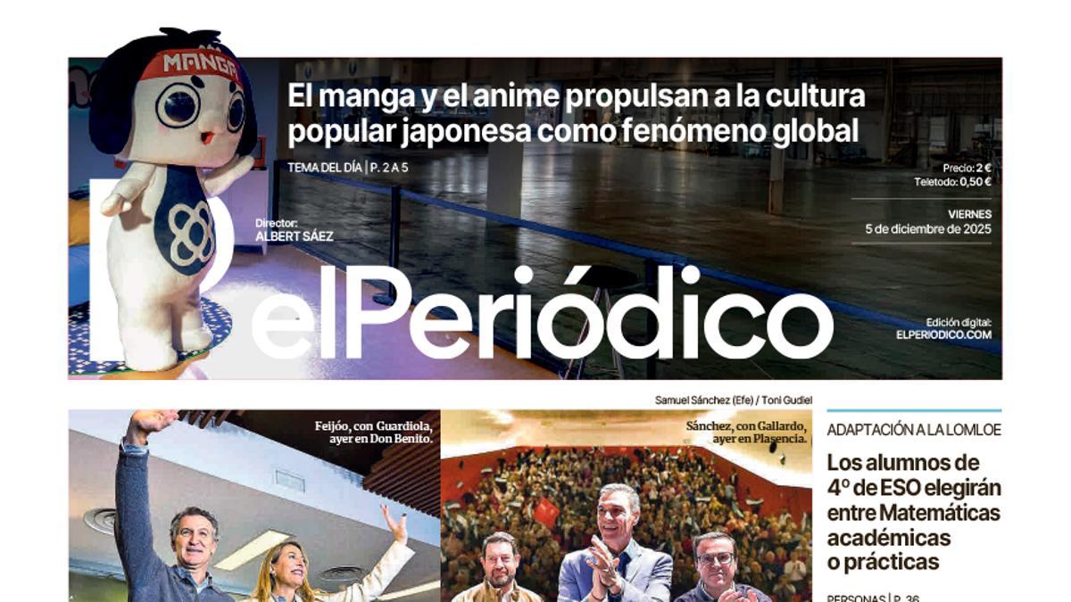 La portada de EL PERIÓDICO del 5 de diciembre de 2025