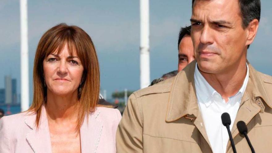 Sánchez, ayer en Portugalete (Vizcaya), junto a la candidata socialista a lendakari, Idoia Mendia.