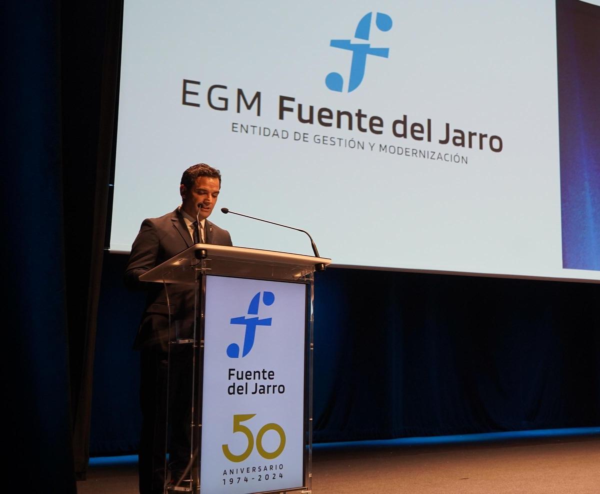 Juan Antonio Sagredo, durante su intervención en la gala de Fuente del Jarro
