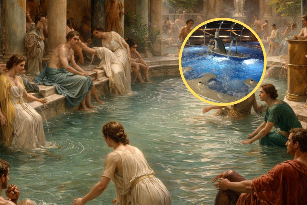 Imagen realizada por IA de una terma romana.