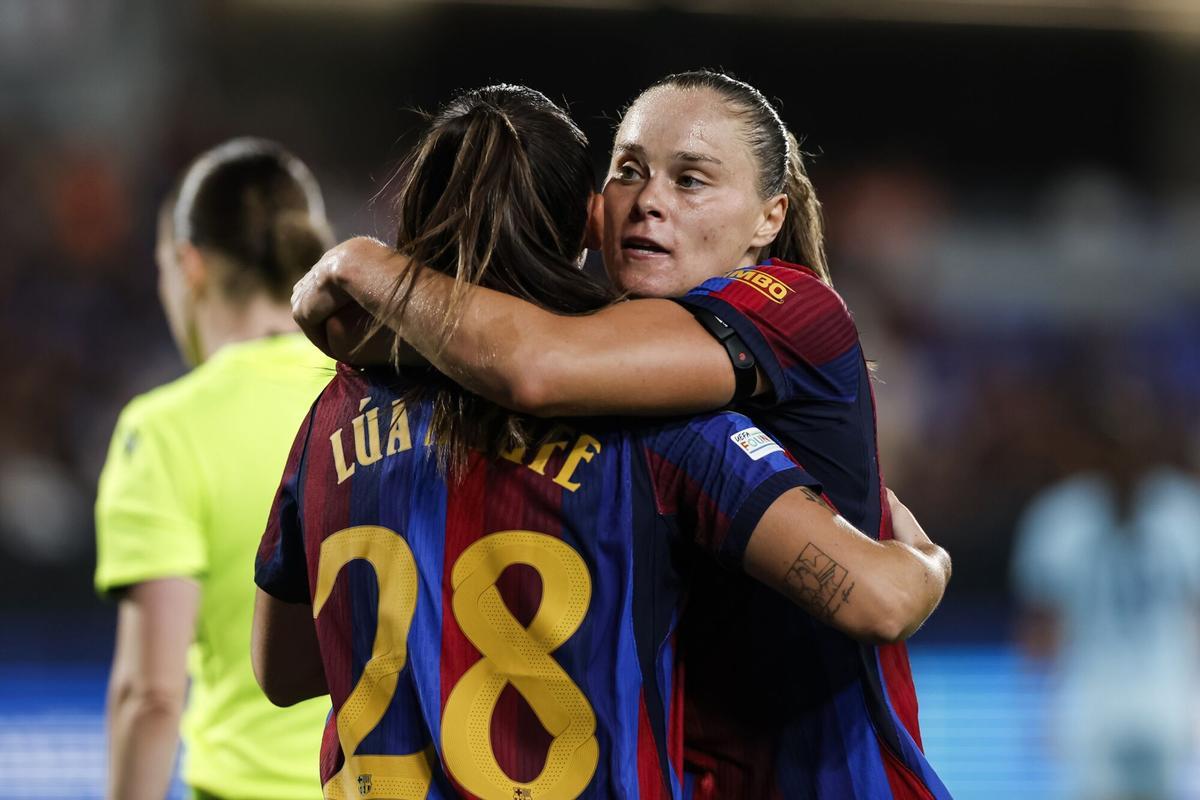 23/09/2026 Ewa Pajor of FC Barcelona celebrates a goal during the UEFA Women’s Champions League 2026/27 League Phase MD1, football match played between FC Barcelona and Paris FC at Johan Cruyff Stadium on September 23, 2026 in Sant Joan Despi, Spain. DEPORTES Javier Borrego / AFP7 / Europa Press