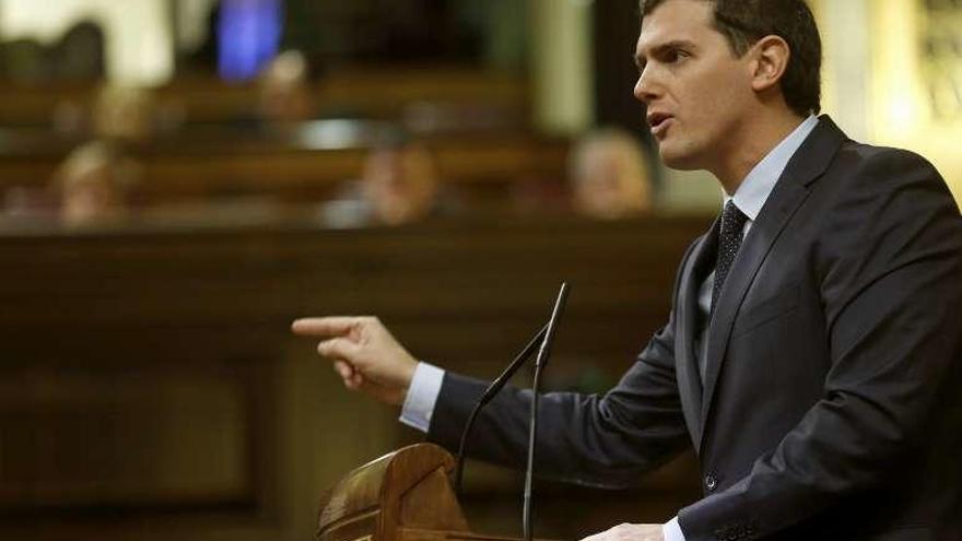 Albert Rivera, durante su intervención en el debate. // Efe