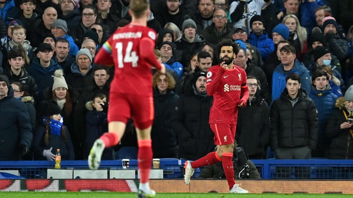 Salah se apuntó un doblete en Goodison Park