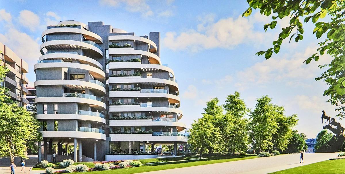 Diseño del futuro edificio de viviendas entre Pizarro y Honduras y de la transformación de la praza de España.