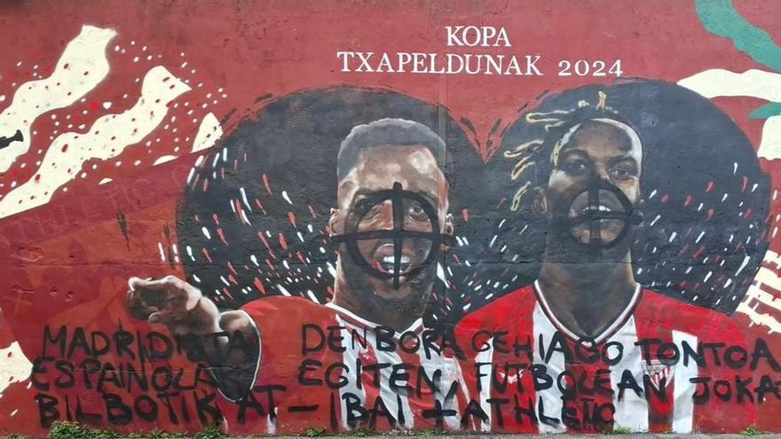 Pintadas en el mural del Athletic en Barakaldo de los hermanos Williams