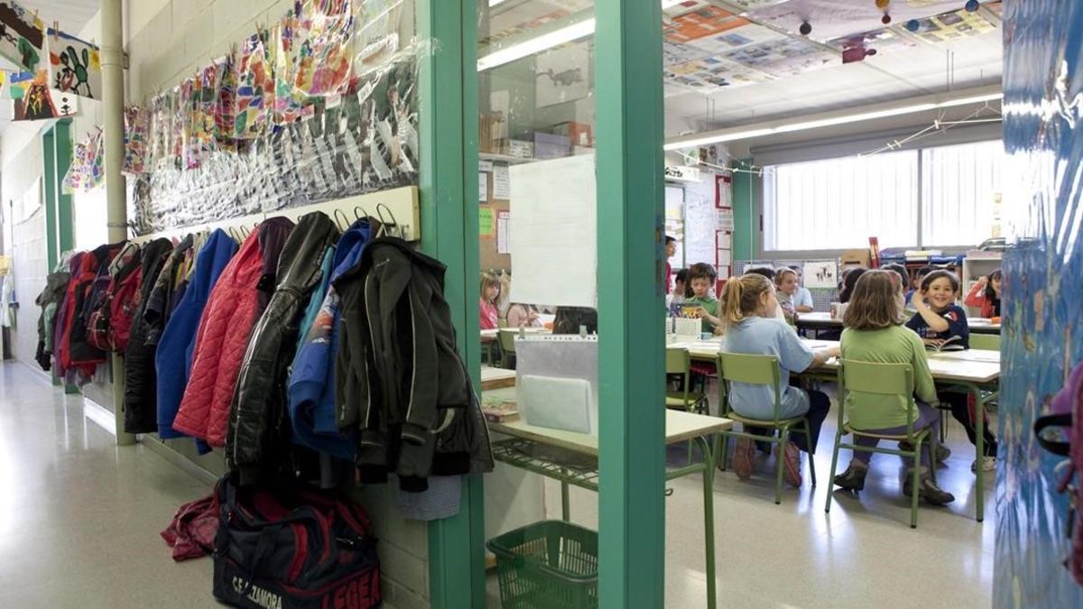 Aula de primaria en el colegio Pompeu Fabra de Barcelona.