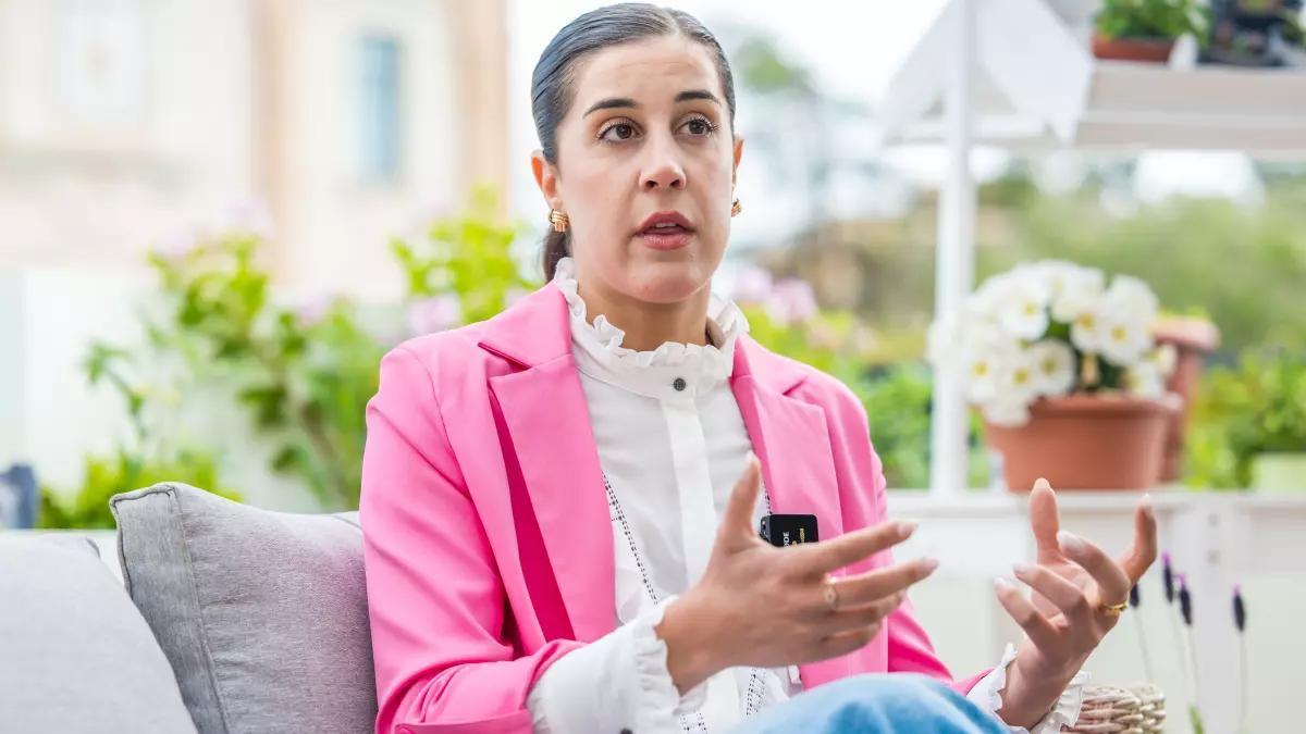 Carolina Marín, durante la entrevista en Huelva.