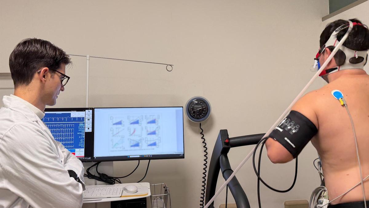 Carlos Bäzner durante una ergoespirometría