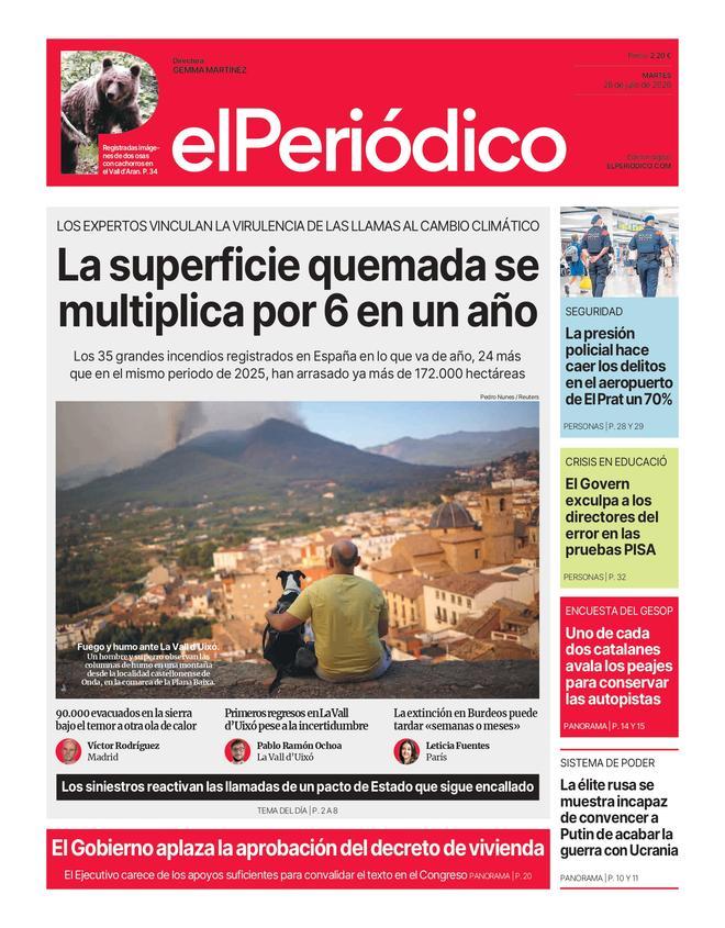 La portada de EL PERIÓDICO del 28 de julio de 2026