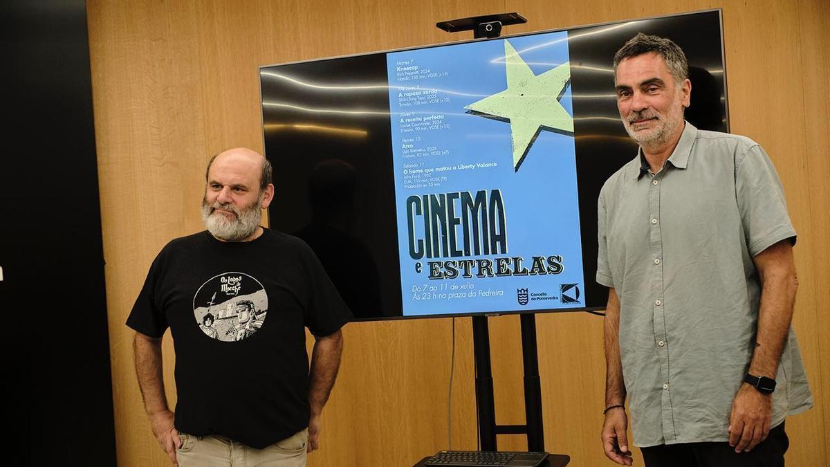 Ramón Poza e Demetrio Gómez na presentacion do ciclo de cine