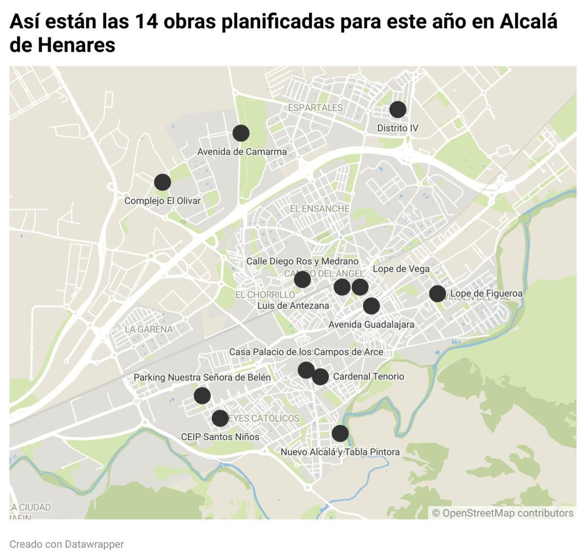 Estas son las ubicaciones de las obras