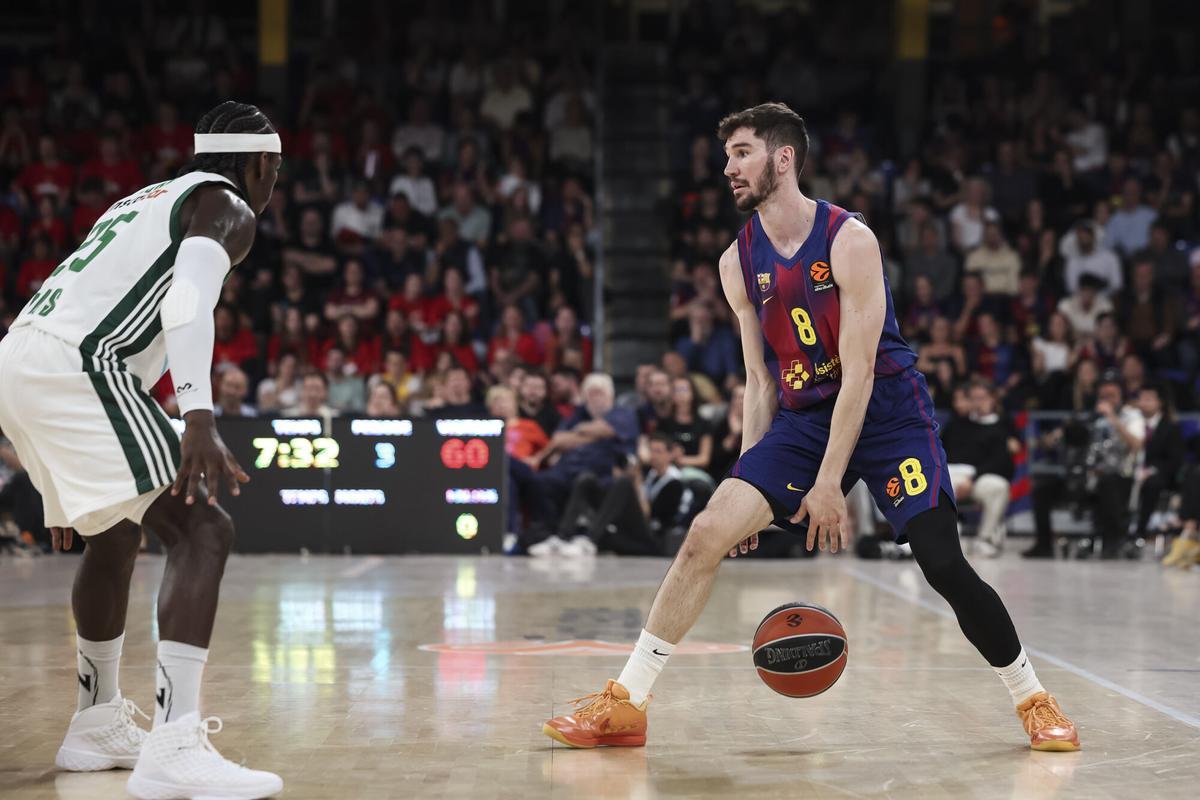 Dario Brizuela. durante el partido ante el Panathinaikos del pasado 7 de abril.