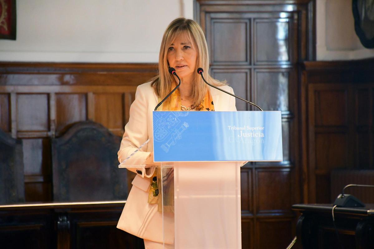 La presidenta del Tribunal Supremo y del CGPJ, Isabel Perelló, durante su intervención.