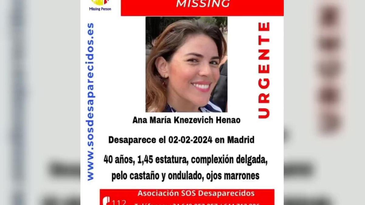 Ana Maria Knezevich Henao, desaparecida en Madrid el 2 de febrero del 2024
