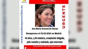 Ana Maria Knezevich Henao, desaparecida en Madrid el 2 de febrero del 2024