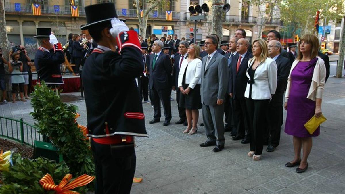 Ofrenda floral del Govern al monumento a Rafael Casanova.