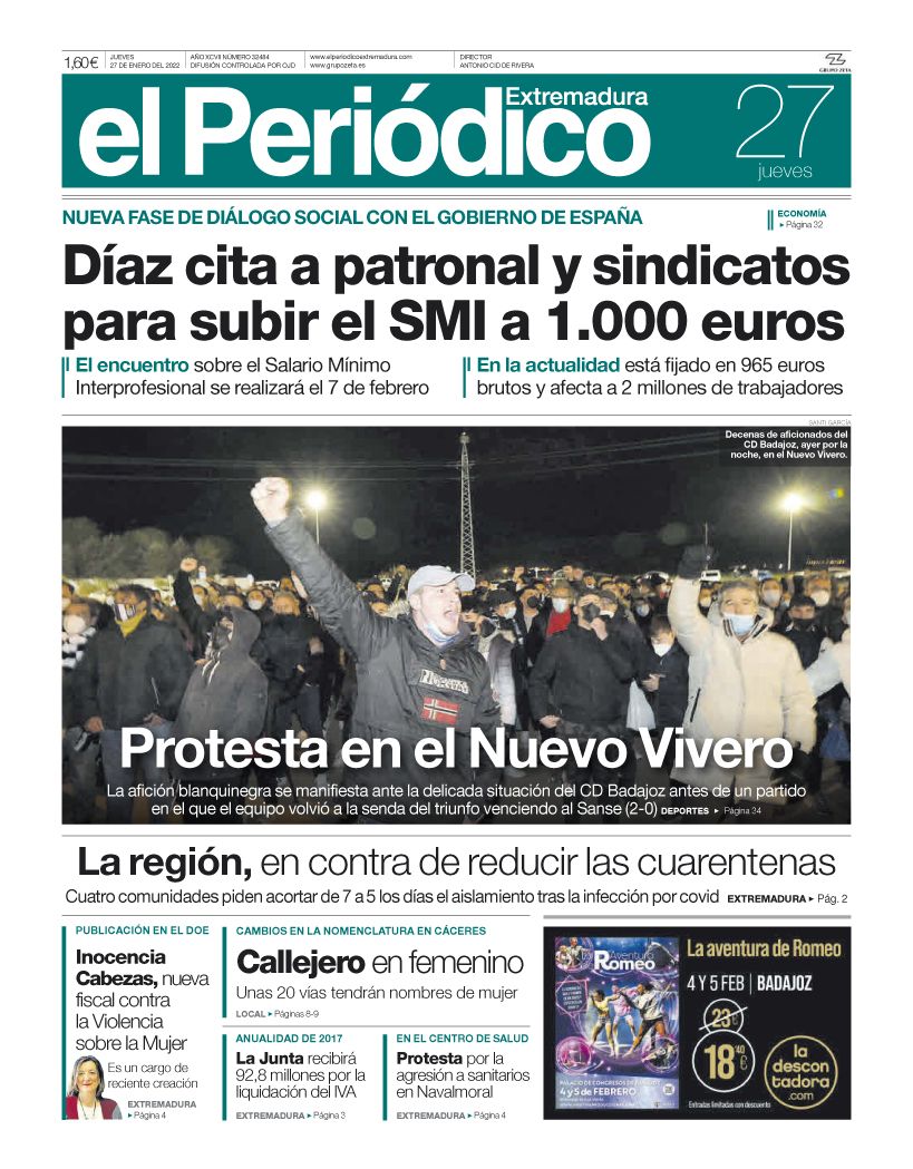 Consulta la portada correspondiente al día 27 de enero del 2022