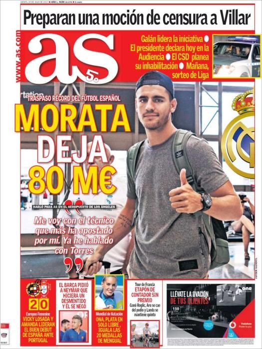 Portadas deportivas del jueves 20 de julio