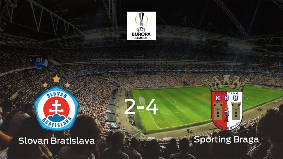 El Sporting de Braga se queda con los tres puntos tras vencer 2-4 al Slovan Bratislava