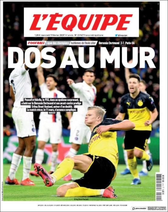 Portada L'ÉQUIPE miércoles 19 febrero 2020