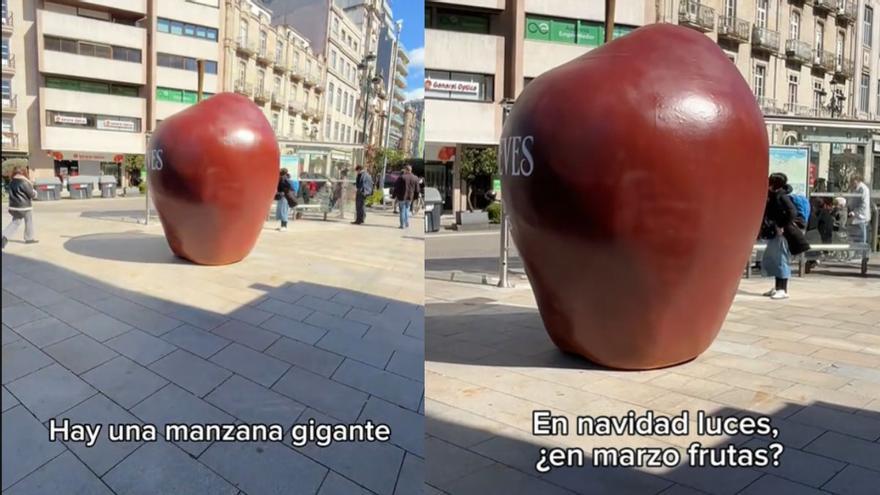 ¿Por qué hay una manzana gigante al lado de la farola de Urzaiz?
