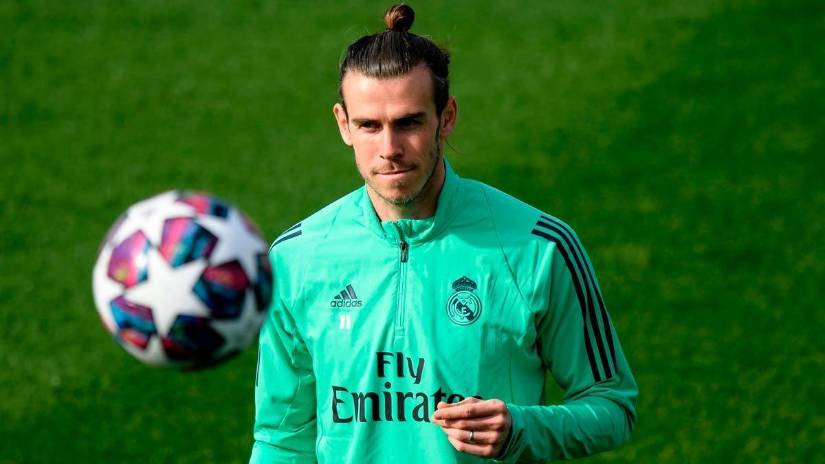 Gareth Bale, en el entrenamiento previo al Real Madrid-Manchester City