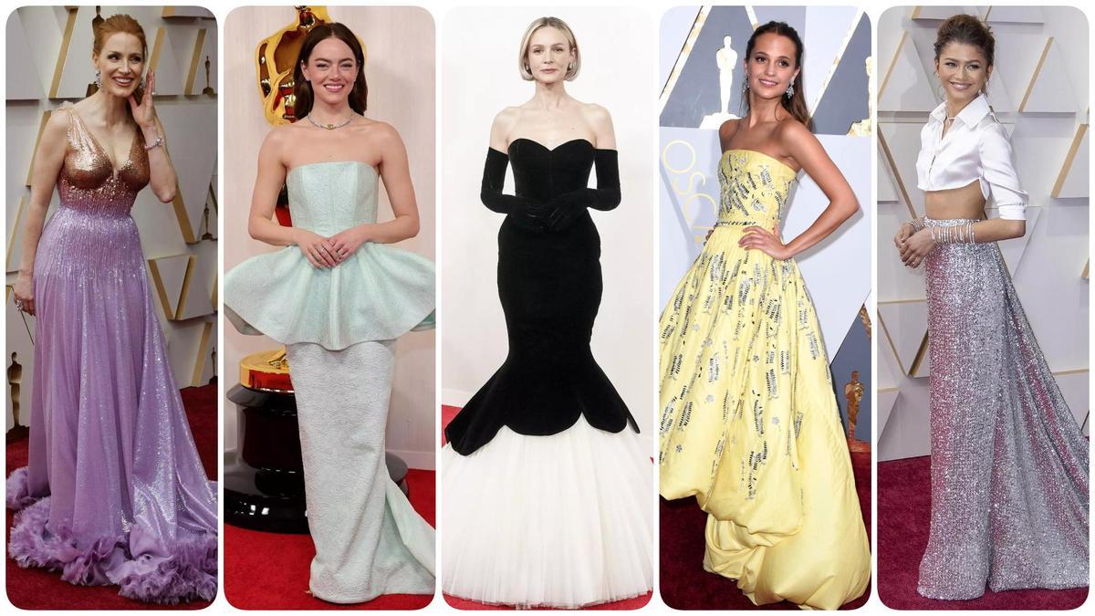 De izq. a der., Jessica Chastain, Emma Stone, Carey Mulligan, Alicia Vikander y Zendaya.