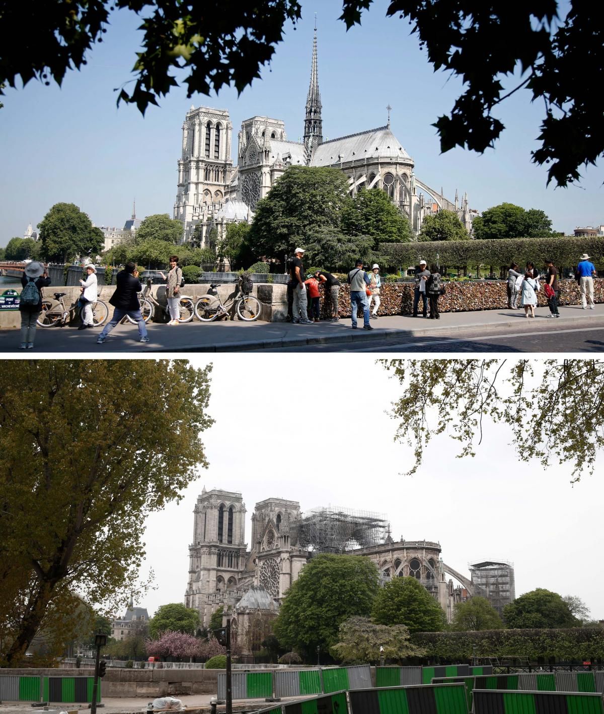 Notre Dame, antes y después del incendio