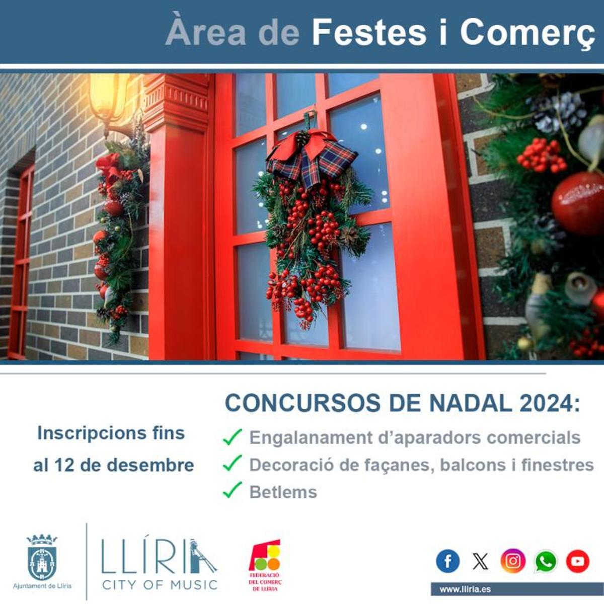 Cartel de concursos navideños 2024 en Llíria