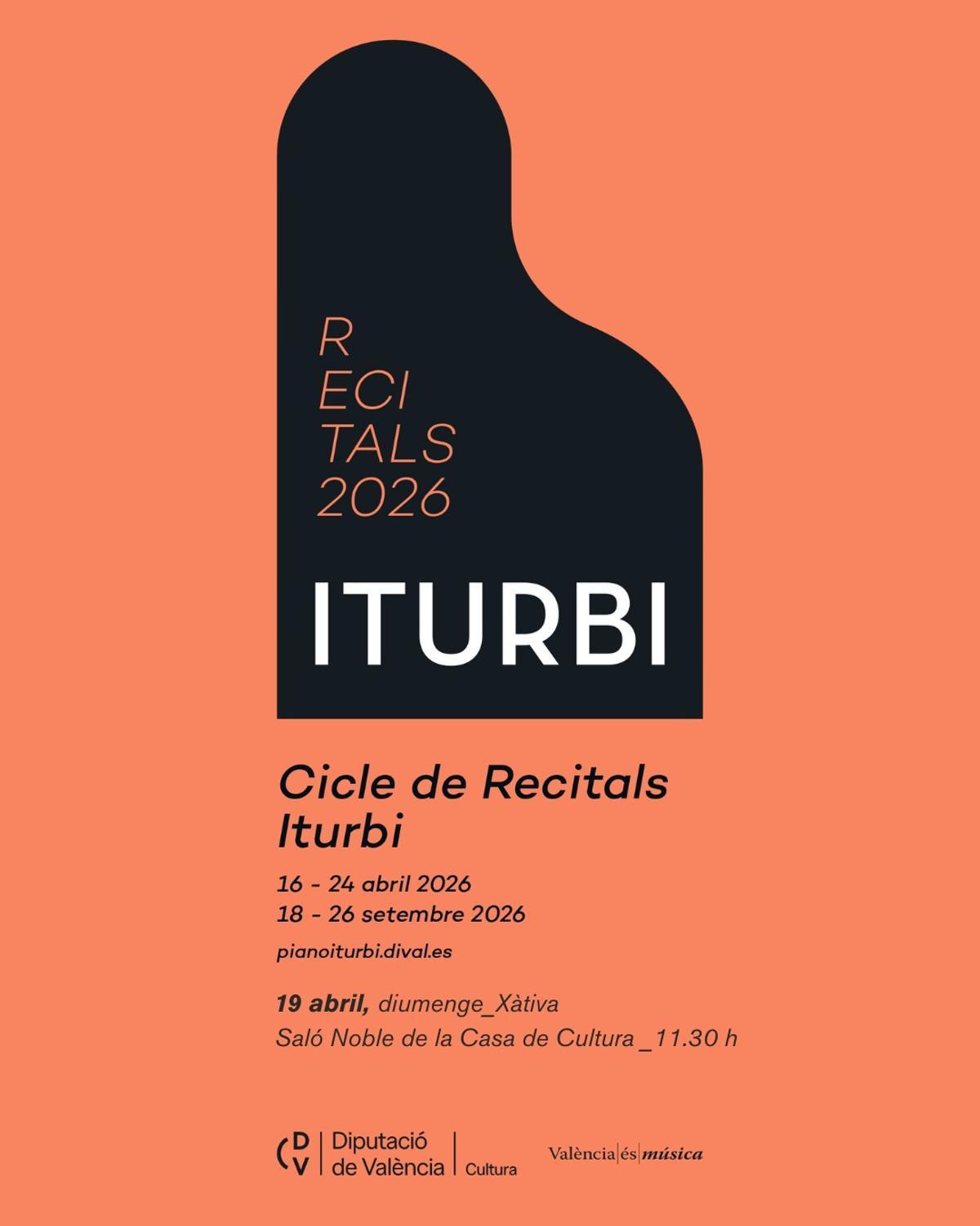 Cartel del recital en Xàtiva del Ciclo Iturbi.