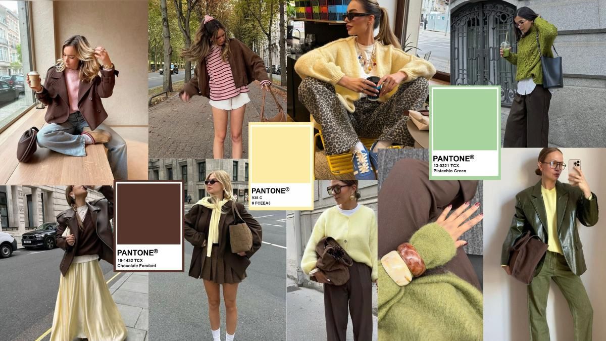 marron chocolate, amarillo mantequilla y rosa bebe