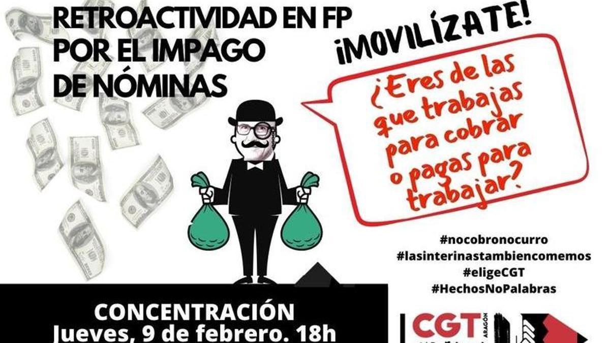 Cartel de la convocatoria en Zaragoza.