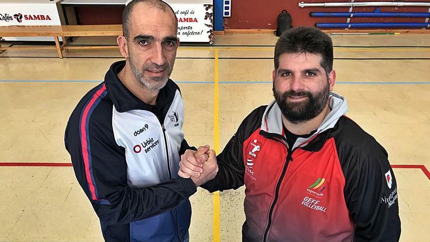 Marcos Dreyer y Jaume Febrer, técnicos del Urbia Voley Palma y ConectaBalear Manacor respectivamente, protagonizarán su particular derbi en los banquillos.