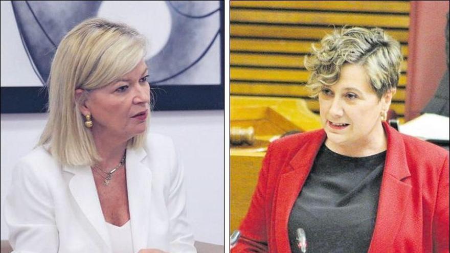 La consellera de Administración Pública, Gabriela Bravo, y la consellera de Educación, Raquel Tamarit.