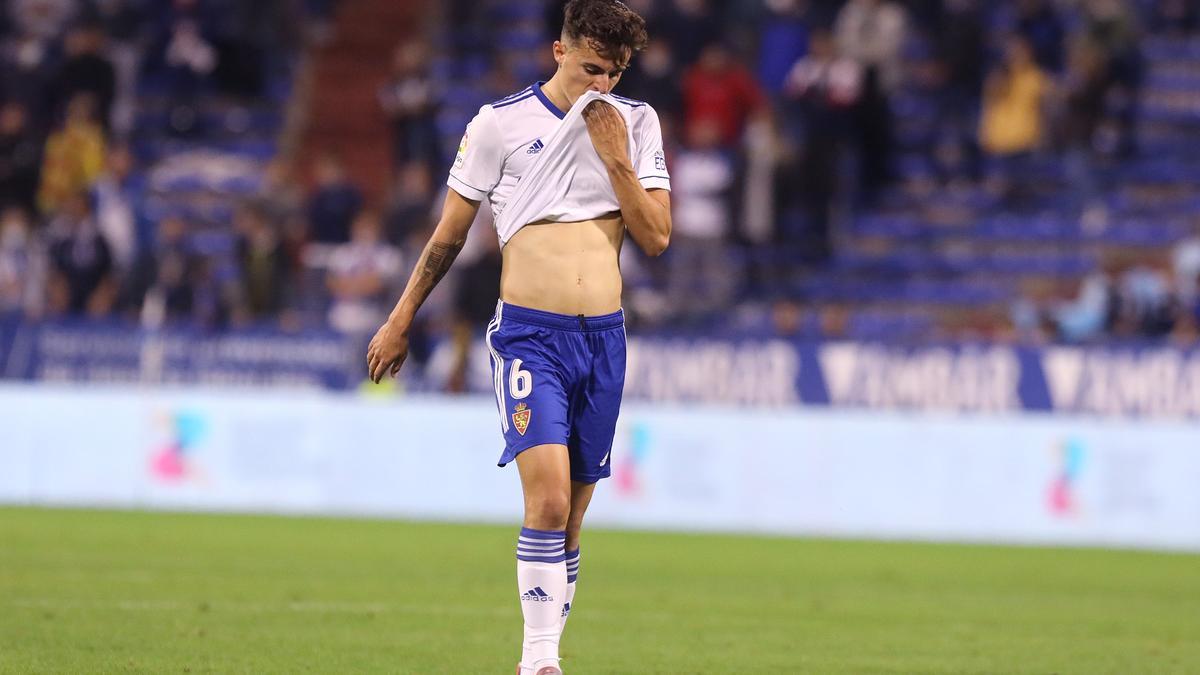 Francés, cabizbajo al término del partido ante la Ponferradina.