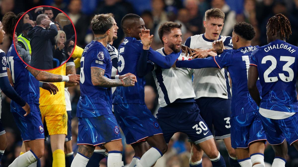 Los jugadores de Chelsea y Tottenham se enzarzan en una pelea
